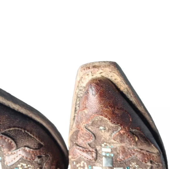 CORRAL Python Crystal Cross Pointed Toe Cowgirl Boots C1104 Women's Size 7.5    - Picture 9 of 15